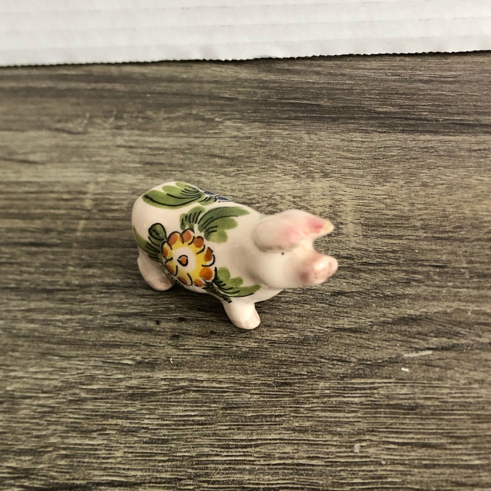 Vtg Hand Painted Italian Ceramic Miniature Pig